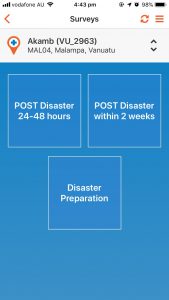 Pre and post disaster surveys in Tupaia MediTrak